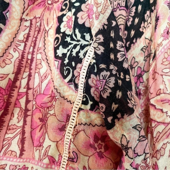 Spell Top Aloha Fox Floral Tassels Pink Boho Flowy Beach Watermelon XS GUC - Picture 7 of 11